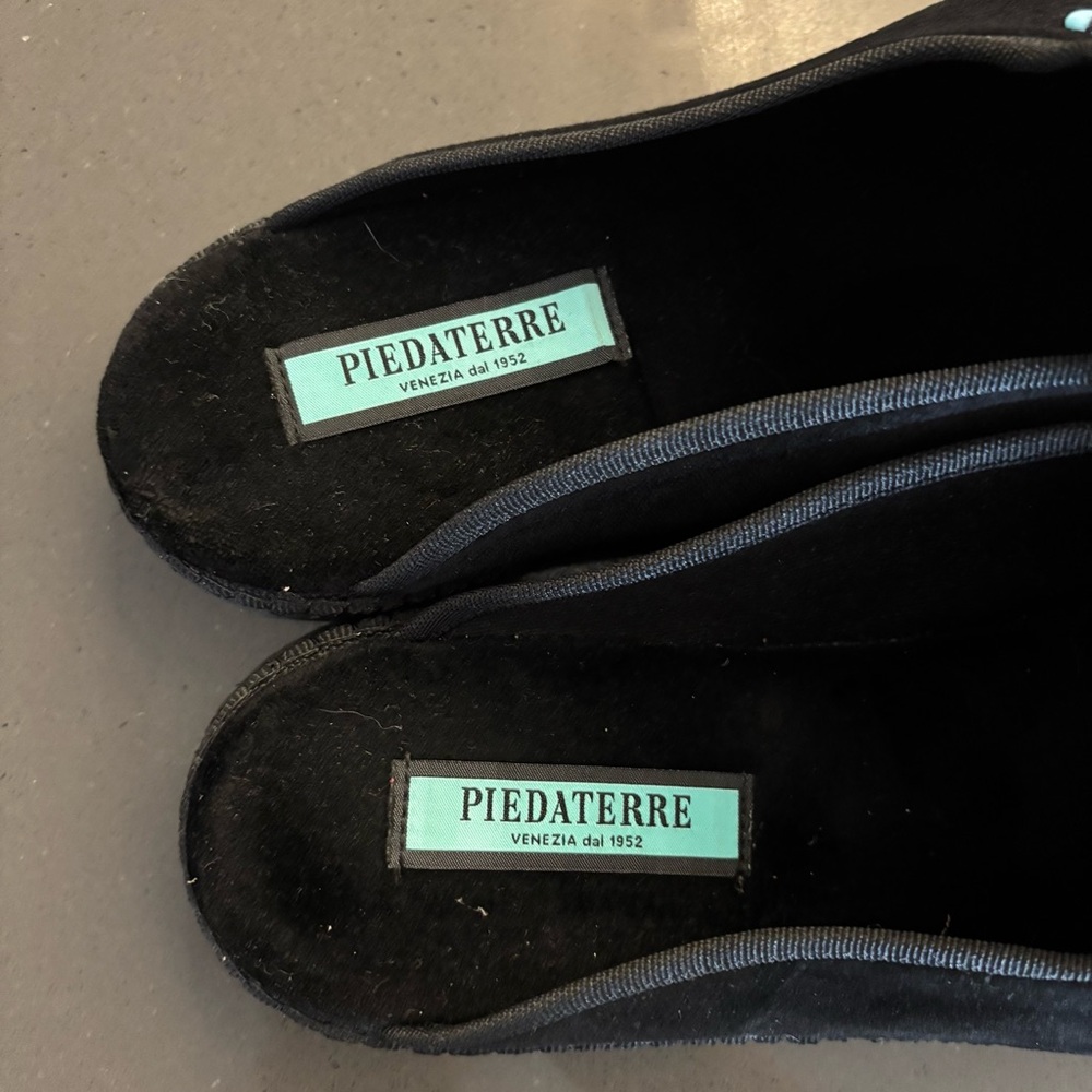 Piedaterre Venezia Dandy Black Velvet Slippers 44 - Picture 6 of 7